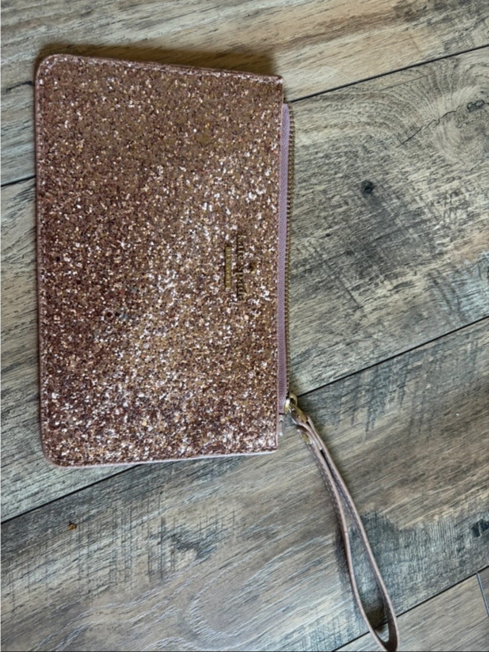 kate spade Rose Gold Glitter Wristlet